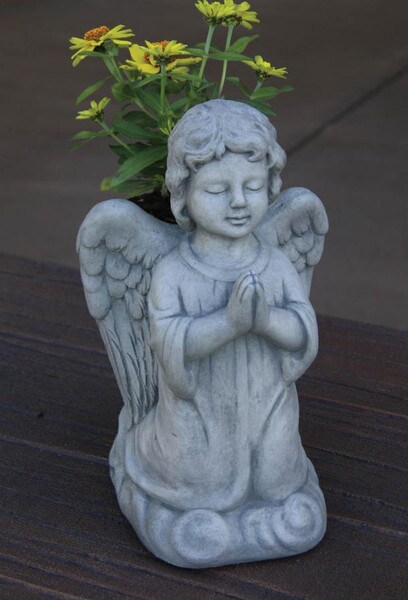 Angel Praying Garden Planter Statue Memorial Statuary Cement Outdoors